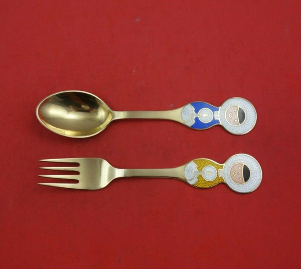 Christmas by A. Michelsen Sterling Silver Fork and Spoon Set 2pc 1969 Vermeil