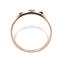 10k Rose Gold Victorian Band Ring with Seed Pearl and Garnets Size 6.5 (#J7118)