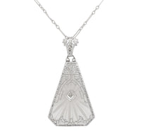 14k Gold Filigree Genuine Natural Rock Crystal Diamond Pendant Orig Chain #J6880