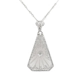 14k Gold Filigree Genuine Natural Rock Crystal Diamond Pendant Orig Chain #J6880