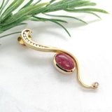 14k Harry Roa Large Modernist Tie Tack Pin w/Diamonds Cabochon Gemstone (#J7365)