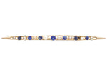 10k Yellow Gold Antique Blue Glass Doublets and Pearl Bar Pin (#J7047)
