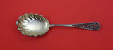 Filigree Handle by Dirksen Sterling Silver Berry Spoon, gold wash  8"