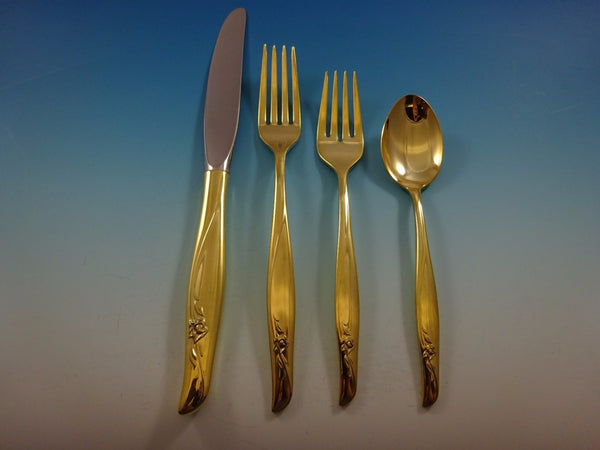 Sea Rose Gold by Gorham Sterling Silver Flatware Set For 8 Service Vermeil 32 Pc