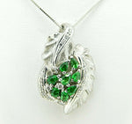 Platinum 3.50ct Genuine Natural Tsavorite Garnet and Diamond Pendant (#J4374)