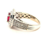 14k White Gold Jedi Red Genuine Natural Spinel and Diamond Ring (#J5260)