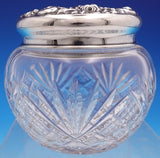 Alvin Sterling Silver Powder Jar with Cut Crystal Glass 3" Ht Floral (#9144)