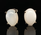 14k White Gold Large Oval Genuine Natural Moonstone Stud Earrings 11.20ct #J7382