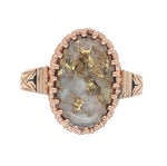 10k Rose Gold 5.10 Carat Genuine Natural Gold Vein Quartz Ring Size 9.25 #J6936