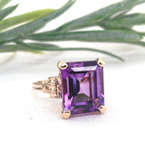 14k Yellow Gold 5.79 Carat Genuine Natural Amethyst Ring Size 6.25 (#J7614)