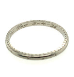 18k White Gold Band Ring with Chevron Edge Engraved Dated 1925 Size 5.5 (#J5901)