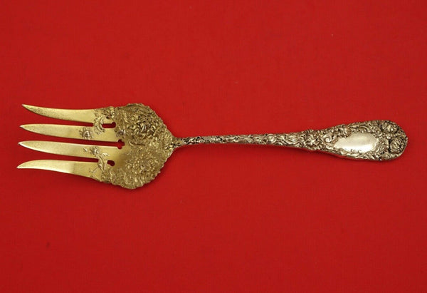 Chrysanthemum by Durgin Sterling Silver Salad Serving Fork GW 8 3/4"