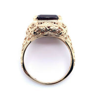 10k Yellow Gold Art Deco 5.48 Carat Genuine Natural Garnet Filigree Ring #J5158