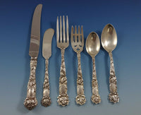 Bridal Rose by Alvin Sterling Silver Flatware Set For 8 Service 57 Pieces