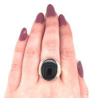 10k Yellow Gold Men's Genuine Natural Black Onyx Ring Jewelry (#J5675)