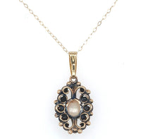 14k Gold Oval Genuine Natural Opal Pendant with Pierced Scrollwork (#J6226)