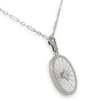10k Gold Filigree Genuine Natural Rock Crystal Diamond Pendant Orig Chain #J7006