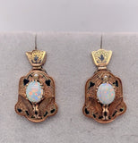 Victorian Opal Demi Parure 14k Rosey Yellow Gold Earrings and Pin (#J6885)