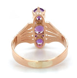 10k Rose Gold Victorian Genuine Natural Amethyst Three Stone Ring Size 5 #J7467