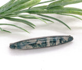 Antique Sterling Silver Genuine Natural Moss Agate Bar Pin 1 3/4" (#J7438)