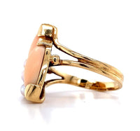 14k Yellow Gold Coral Ring with Akoya Pearls Size 5.5 Jewelry (#J5974)