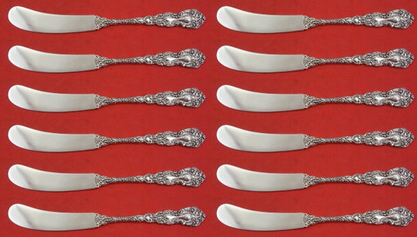 Imperial Chrysanthemum by Gorham Sterling Silver Butter Spreader FH Set 12 pc Sm