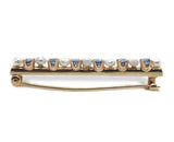 14k Yellow Gold Antique Montana Sapphire and Pearl Bar Pin Jewelry (#J7145)