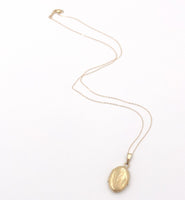 14k Yellow Gold Italian Oval Locket with Engraved Design and 14k Chain (#J6522)
