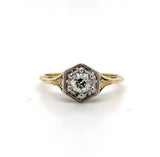 14k Yellow Gold Art Deco 1/3ct Genuine Natural Diamond Ring (#J5422)