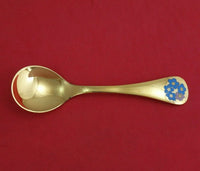 Georg Jensen Sterling Silver Annual Spoon Vermeil Enamel with Flowers 1983 6"