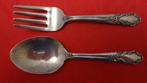 Bridal Veil by International Sterling Silver Baby Set 2pc 4 1/8" Vintage