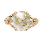 10k Yellow Gold 3.16ct Genuine Natural Gold Vein Quartz Ring Size 9.25 (#J6937)