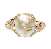 10k Yellow Gold 3.16ct Genuine Natural Gold Vein Quartz Ring Size 9.25 (#J6937)
