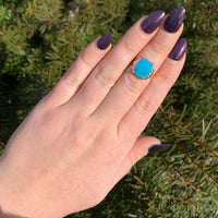10k Rose Gold Ring with a 3.36 Carat Morenci Genuine Natural Turquoise (#J6563)