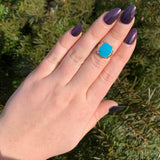 10k Rose Gold Ring with a 3.36 Carat Morenci Genuine Natural Turquoise (#J6563)