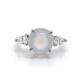 Platinum 3.21ct Ice Jadeite Jade and Diamond Ring Jewelry (#J5716)