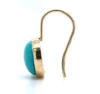14k Gold 5.71ct TW Genuine Natural Kingman Turquoise Drop Earrings (#J6113)