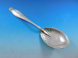 Gem Leaf by Whiting Sterling Silver Berry Spoon Fluted 9" Vintage Server