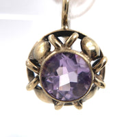 8k Yellow Gold .333ct Small Genuine Natural Amethyst Drop Earrings (#J6266)