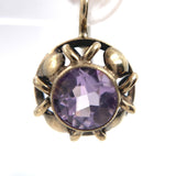 8k Yellow Gold .333ct Small Genuine Natural Amethyst Drop Earrings (#J6266)