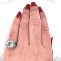14k White Gold 2.86ct Genuine Natural Aquamarine and Diamond Ring (#J6147)
