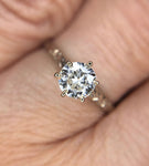 14k Yellow Gold Antique .47ct Genuine Natural Diamond Engagement Ring (#J5281)