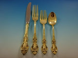 Grand Victorian by Wallace Sterling Silver Flatware Service 8 Set Gold Vermeil