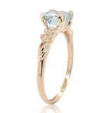 10k Rose Gold 1.07 Carat Genuine Natural Aquamarine Ring with Flowers (#J6773)