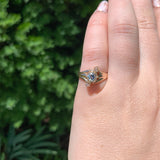 10k Rose Gold Victorian Genuine Natural Aquamarine Ring with Diamonds (#J6776)