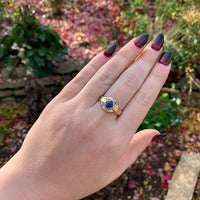 14k Yellow Gold .80ct Genuine Natural Sapphire Men's Ring Size 10.5 (#J6331)