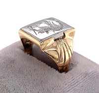 10k Yellow Gold and Silver Warrior Intaglio Men's Ring Size 8 Jewelry (#J5705)