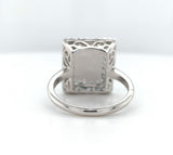 14k White Gold Rainbow Genuine Natural Moonstone Teal Sapphire Ring (#J6261)