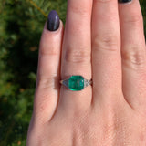 18k White Gold 2.23 Carat Genuine Natural Emerald Diamond Ring Size 6.5 (#J7011)
