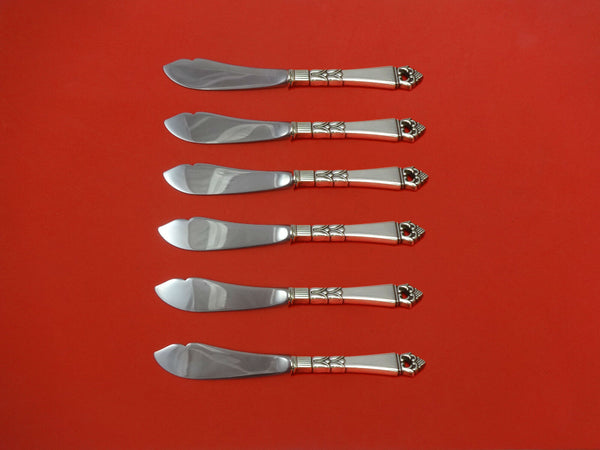 Danish Crown by Frigast Sterling Silver Trout Knife Set 6pc HHWS  Custom Made